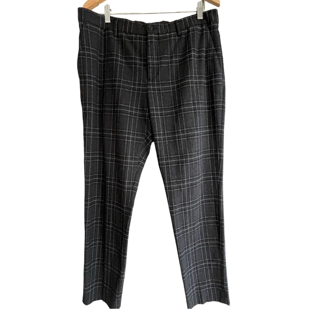 Zara Checkered Plaid Slim Leg Trouser Dress Pants Pockets Office Wear